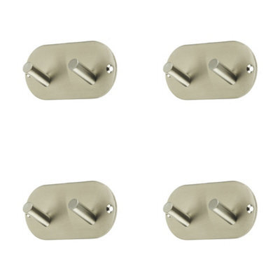 Loops 4 Pack Satin Stainless Steel Double Robe Hook - 90X45mm Elegant Design - Wall Mounted Clothing Hook - image 1