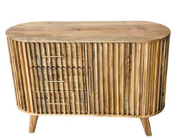 Buttercup Farm Slatted One Door 3 Drawer Sideboard - Mango Wood - L45 X W118 X H80 Cm - Mango Light Finish - Assembly Required - thumbnail 2