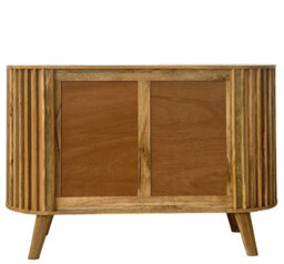 Buttercup Farm Slatted One Door 3 Drawer Sideboard - Mango Wood - L45 X W118 X H80 Cm - Mango Light Finish - Assembly Required - thumbnail 4