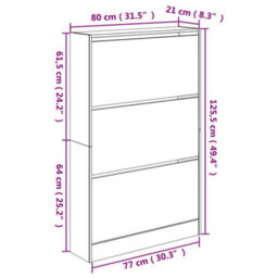 Berkfield Shoe Cabinet Brown Oak 80X21X125.5 Cm Engineered Wood - thumbnail 9