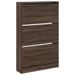 Berkfield Shoe Cabinet Brown Oak 80X21X125.5 Cm Engineered Wood - thumbnail 4