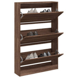 Berkfield Shoe Cabinet Brown Oak 80X21X125.5 Cm Engineered Wood