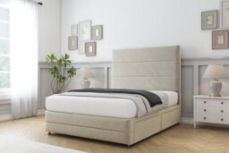 "Sloomy Monaco Cream Plush Divan Bed 2 Drawers Right Side-26"" Strutted Headboard & 12"" Footboard 2'6 Small Single" - thumbnail 3