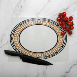 Benjamin Tate Design Greek Key Frame Glass Chopping Boarddesigner Style - thumbnail 3