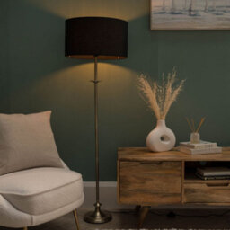 Valuelights Belmont Traditional Style Antique Brass Sconce Floor Lamp With Black Drum Shade - Includes 6W Led Bulb 3000K - thumbnail 4