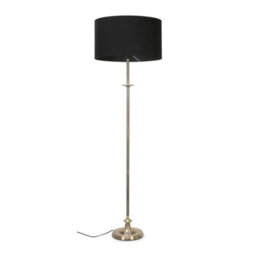 Valuelights Belmont Traditional Style Antique Brass Sconce Floor Lamp With Black Drum Shade - Includes 6W Led Bulb 3000K