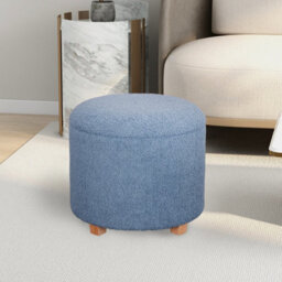 IHIDirect Removeable Lid Boucle Teddy Box Upholstered Pouffe Storage Bench Stool Light Blue