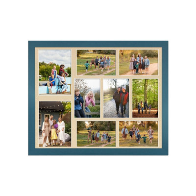 AK Frames 20X16 Navy Blue Sleek Multi Photo Frame With Ivory Mount - Holds 9 Apertures (2X) 7X5, (7X) 6X4 Photos - image 1