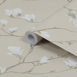 Laura Ashley Magnolia Grove Neutral Floral Smooth Wallpaper - thumbnail 1