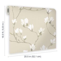Laura Ashley Magnolia Grove Neutral Floral Smooth Wallpaper - thumbnail 5
