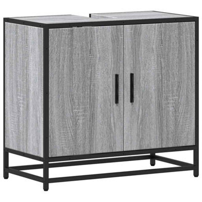 Berkfield Industrial Bathroom Sink Cabinet Grey Sonoma 65X33X60 Cm Engineered Wood