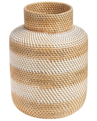 Beliani Handmade Rattan Vase Beige White - 26Cm X 36Cm Decorative Indoor Home Decor - image 1