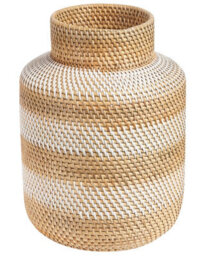Beliani Handmade Rattan Vase Beige White - 26Cm X 36Cm Decorative Indoor Home Decor - thumbnail 1