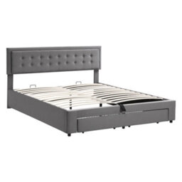 Matteo Luxurious Velvet Upholstered Super King Bed With Large Storage And Headboard, Grey, 180X200Cm - thumbnail 7