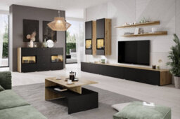 Arte Baros 26 Sideboard Cabinet In Black Matt & Oak Artisan - W1320mm X H700mm X D390mm - thumbnail 3