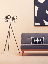 Orsina Two Spotlight Matte Black Tripod Stand, Dual Spotlight Floor Lamp, Space-Saver Spotlight Floor Lamp - thumbnail 7