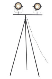 Orsina Two Spotlight Matte Black Tripod Stand, Dual Spotlight Floor Lamp, Space-Saver Spotlight Floor Lamp - thumbnail 3