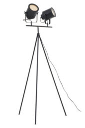 Orsina Two Spotlight Matte Black Tripod Stand, Dual Spotlight Floor Lamp, Space-Saver Spotlight Floor Lamp - thumbnail 5