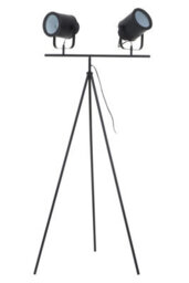 Orsina Two Spotlight Matte Black Tripod Stand, Dual Spotlight Floor Lamp, Space-Saver Spotlight Floor Lamp - thumbnail 2