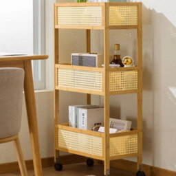 3-Tier Bamboo Storage Trolley Cart On Wheels Kitchen Rolling Rack Organizer Unit - thumbnail 6