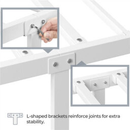 Yaheetech White 4Ft6 Double Metal Bed Frame With Cross-Design Headboard & Footboard - thumbnail 5