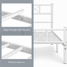 Yaheetech White 4Ft6 Double Metal Bed Frame With Cross-Design Headboard & Footboard - thumbnail 4