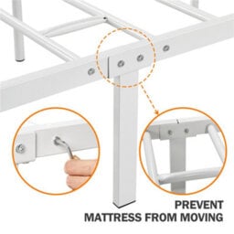 Yaheetech White 4Ft6 Double Metal Bed Frame With Cross-Design Headboard & Footboard - thumbnail 7