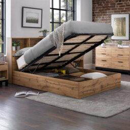 Julian Bowen Bali 90Cm Single Light Oak Effect Bookcase Shelf Headboard Lift-Up Ottoman Storage Bed - thumbnail 2