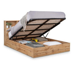 Julian Bowen Bali 90Cm Single Light Oak Effect Bookcase Shelf Headboard Lift-Up Ottoman Storage Bed - thumbnail 4
