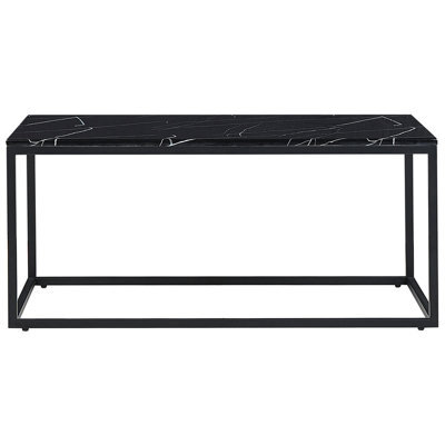 Beliani Era Black Marble Effect Coffee Table - Industrial Glam, Gloss Black Mdf Top, Powder-Coated Iron Frame, 100 X 60 Cm - image 1