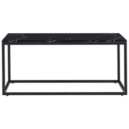Beliani Era Black Marble Effect Coffee Table - Industrial Glam, Gloss Black Mdf Top, Powder-Coated Iron Frame, 100 X 60 Cm - thumbnail 1