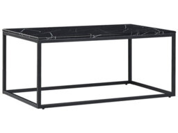 Beliani Era Black Marble Effect Coffee Table - Industrial Glam, Gloss Black Mdf Top, Powder-Coated Iron Frame, 100 X 60 Cm - thumbnail 3