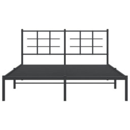 Berkfield Metal Bed Frame Without Mattress With Headboard Black 150X200Cm - thumbnail 5