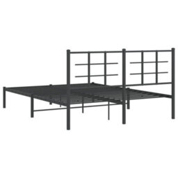 Berkfield Metal Bed Frame Without Mattress With Headboard Black 150X200Cm - thumbnail 7
