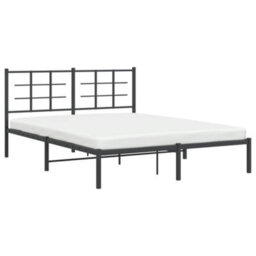 Berkfield Metal Bed Frame Without Mattress With Headboard Black 150X200Cm - thumbnail 4