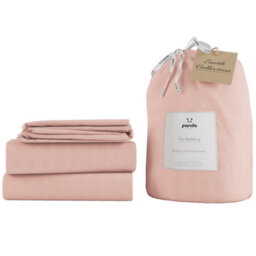 panda London Bamboo & French Linen Complete Bedding Set Himalayan Pink