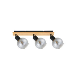 Luminosa Lighting Luminosa Barel Ceiling Spotlight Bar Black, Wooden 3Xe27 - thumbnail 2