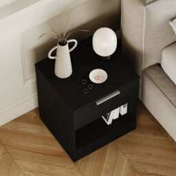 Lassic Vida Designs Trega Black 1-Drawer Bedside Chest With Smooth Glide Drawer, (H)4100 X (W)3900 X (D)2800 mm - thumbnail 4