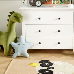 Beliani Panda Print Kids Area Rug Beige 80 X 150 Cm Low Pile - Anti-Slip Playroom Rug - thumbnail 2