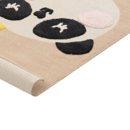 Beliani Panda Print Kids Area Rug Beige 80 X 150 Cm Low Pile - Anti-Slip Playroom Rug - thumbnail 4