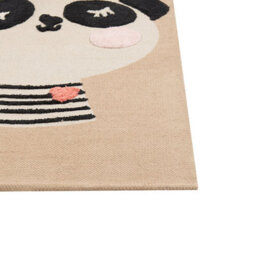 Beliani Panda Print Kids Area Rug Beige 80 X 150 Cm Low Pile - Anti-Slip Playroom Rug - thumbnail 5