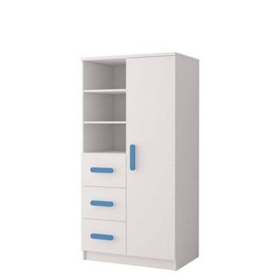 Arte Multifunctional White Sideboard H1600mm W800mm D400mm - Blue Handles For Serene Interiors - image 1