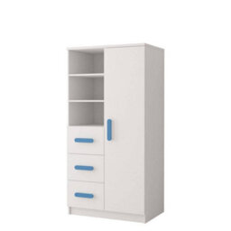 Arte Multifunctional White Sideboard H1600mm W800mm D400mm - Blue Handles For Serene Interiors - thumbnail 1