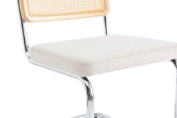 Nordlys Set Of 2 Metal Dining Chairs With Cane Backs And Beige Fabric Seats Modern Design Style Dining Room - thumbnail 7