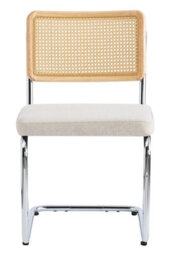Nordlys Set Of 2 Metal Dining Chairs With Cane Backs And Beige Fabric Seats Modern Design Style Dining Room - thumbnail 5