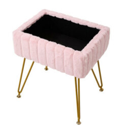 Living And Home Modern Faux Rabbit Fur Storage Ottoman With Hidden Storage, Pink - thumbnail 4