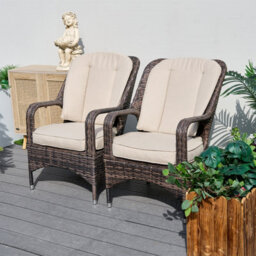Abrihome 2-Piece Outdoor Pe Rattan Dining Chairs, Brown - thumbnail 8