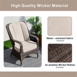 Abrihome 2-Piece Outdoor Pe Rattan Dining Chairs, Brown - thumbnail 7