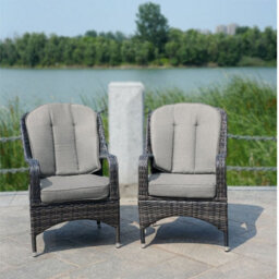 Abrihome 2-Piece Outdoor Pe Rattan Dining Chairs, Brown