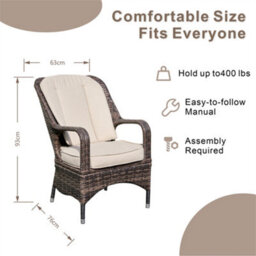 Abrihome 2-Piece Outdoor Pe Rattan Dining Chairs, Brown - thumbnail 4